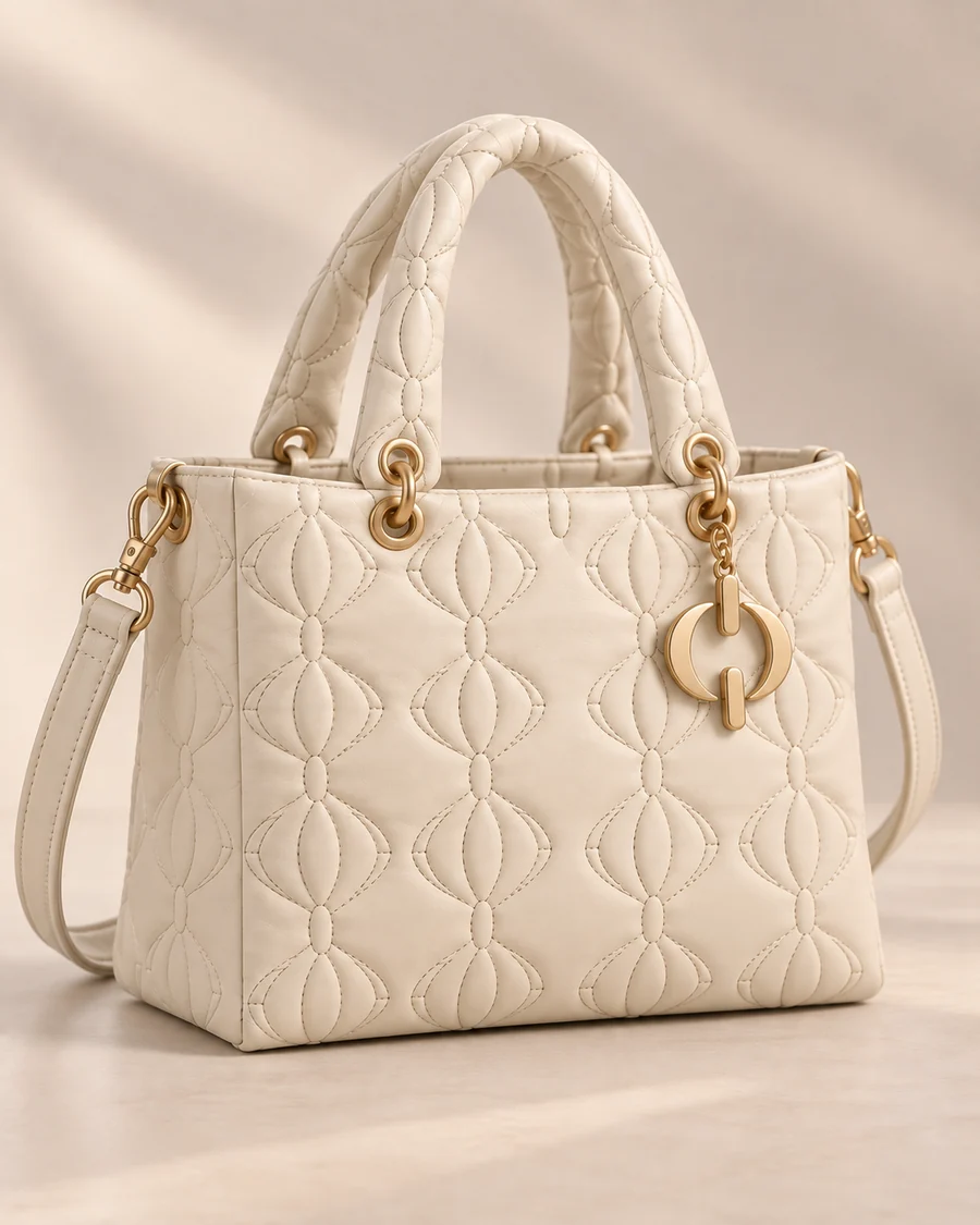 The Orbit Tote — Ivory, Orbit quilting